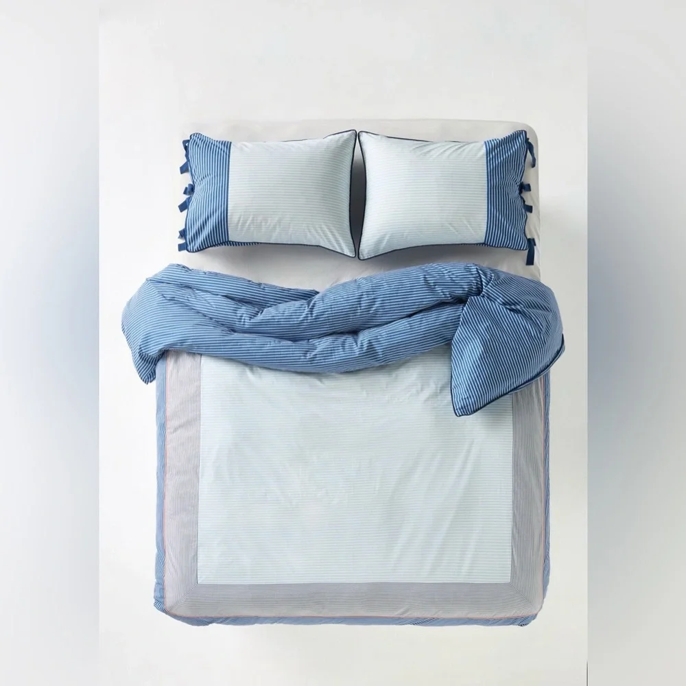 Anthropologie Livia Cotton Stripe Printed Duvet Cover and 2 Shams, King